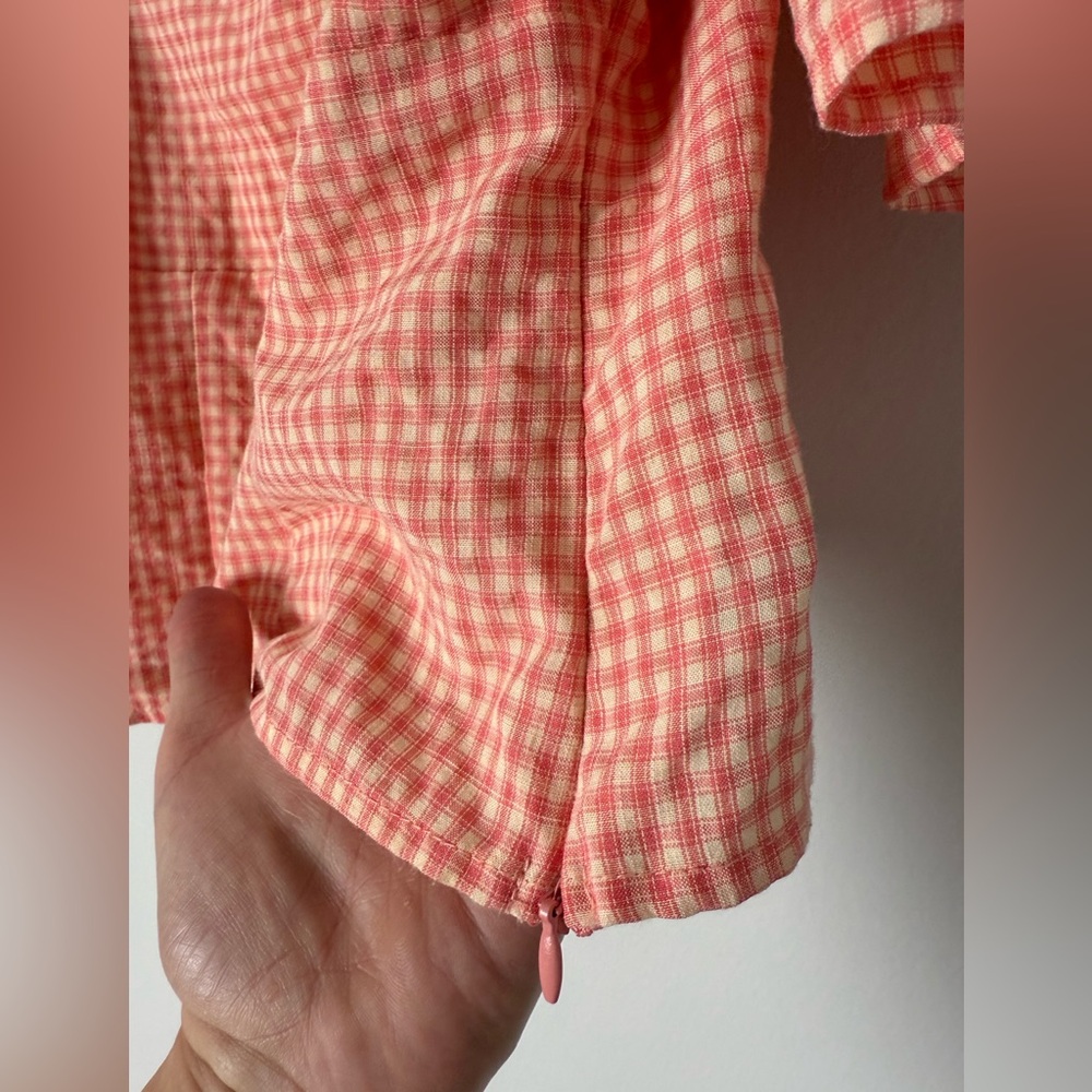 Lulus Blushin' Babe Pink Gingham Ruched Puff Sleeve Top - Picture 9 of 17